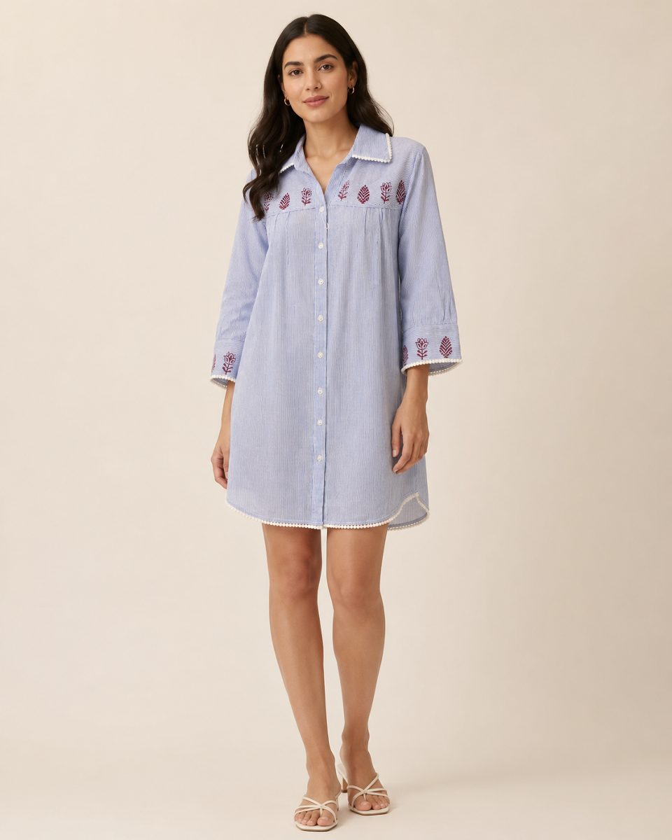 BLOCK PRINTED STRIPE SHIRT