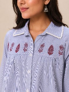 BLOCK PRINTED STRIPE SHIRT detail 4