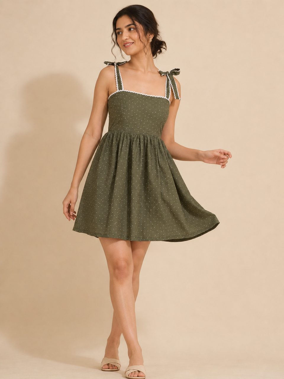 RAYON POLKA DRESS