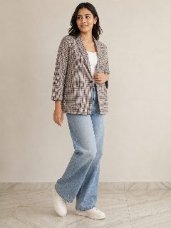 Urban Plaid Relaxed Blazer detail 2