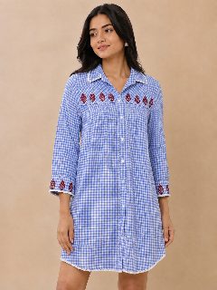 BLOCK PRINT SHIRT DRESS detail 1