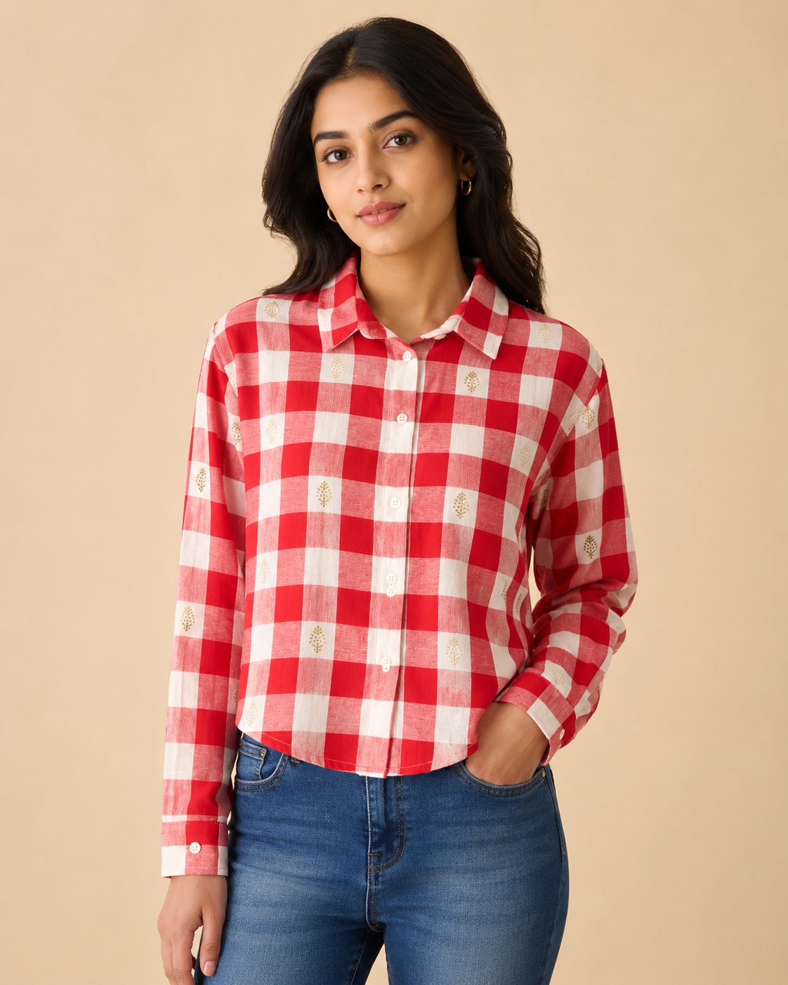 RED CHECK BLOCK PRINTED