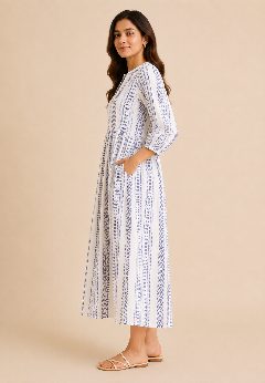 INDIGO WOVEN DRESS detail 4