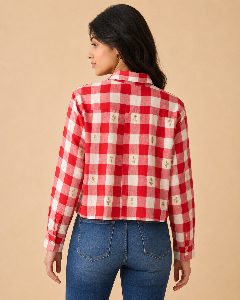 RED CHECK BLOCK PRINTED detail 3