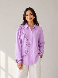 Solid Floral Hand Block Printed detail 1