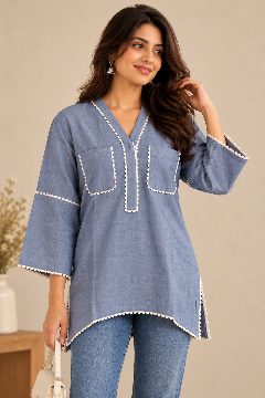 Short Chambray Kurti detail 1