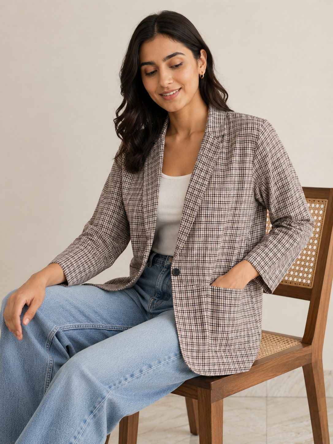 Cotton Blazer Brown