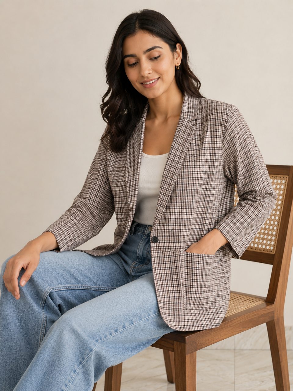 Cotton Blazer Brown